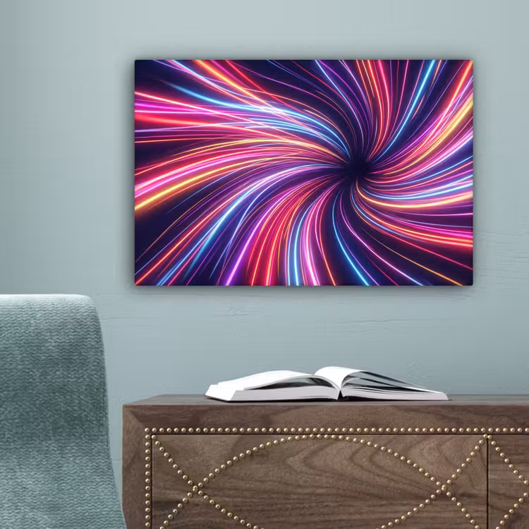Abstract - Swirl - Futuristic - Neon canvas 2cm klein -sfeer4