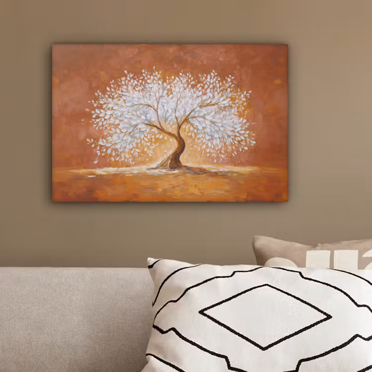 Abstract - Boom - Wit - Bladeren canvas 2cm klein -sfeer3