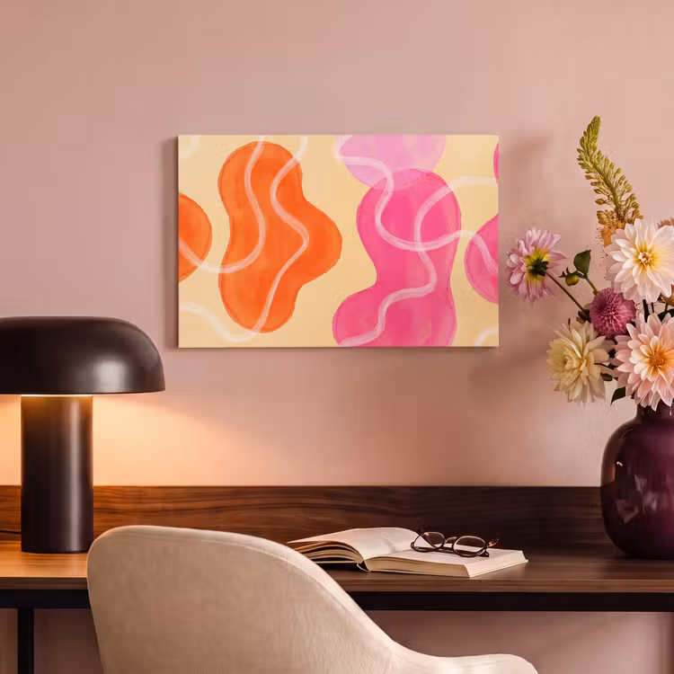 Abstract - Aquarel - Organisch - Oranje - Roze canvas 2cm klein -sfeer4