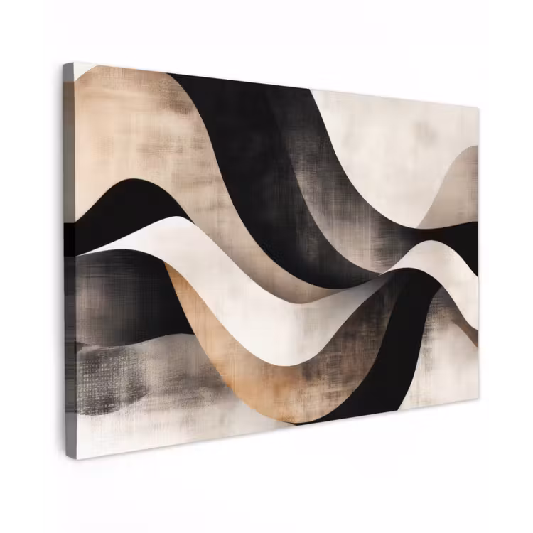 Abstract - Golven - Zwart - Verweerd canvas 2cm klein -z3d