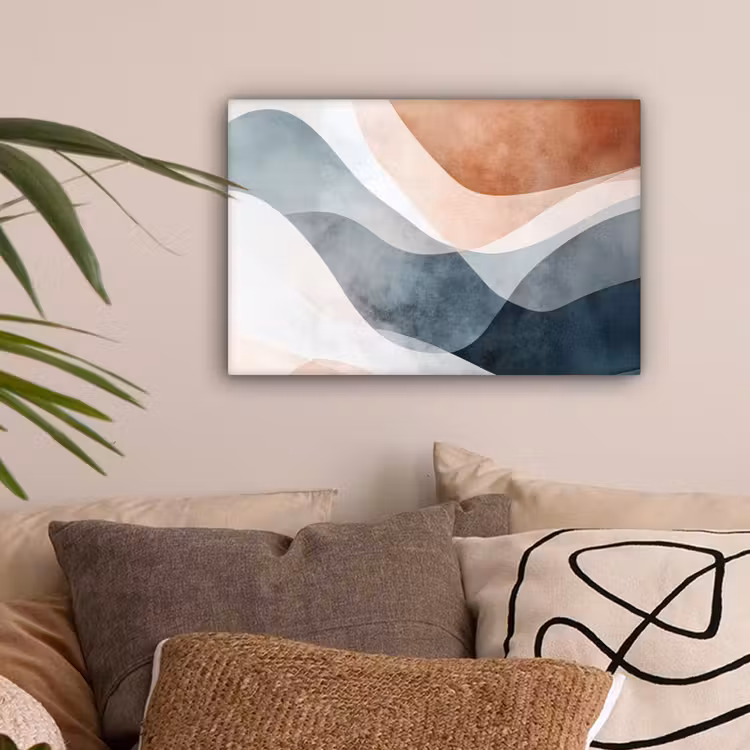 Abstract - Golven - Blauw canvas 2cm klein -sfeer1