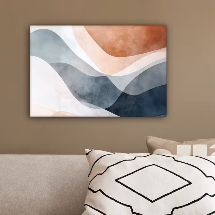 Abstract - Golven - Blauw canvas 2cm klein -sfeer3