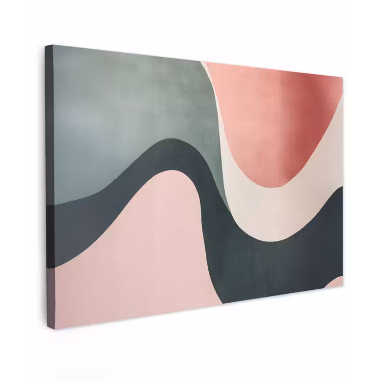 Abstract - Golven - Sierlijk - Roze canvas 2cm klein -z3d
