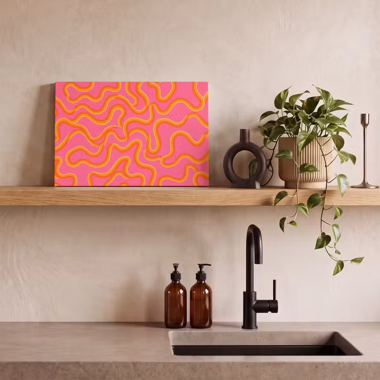 Abstract - Golvende lijnen - Modern - Kleurrijk canvas 2cm klein -sfeer3