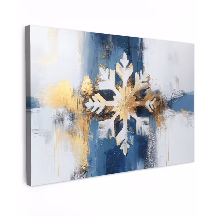 Abstract - Winter - Sneeuwvlok - Sneeuw - Goud canvas 2cm klein -z3d