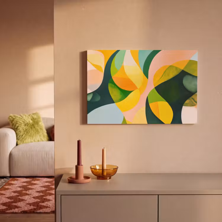 Abstract - Geel - Roze - Groen canvas 2cm klein -sfeer1