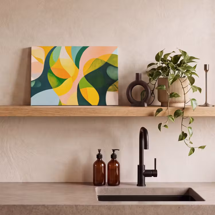 Abstract - Geel - Roze - Groen canvas 2cm klein -sfeer3