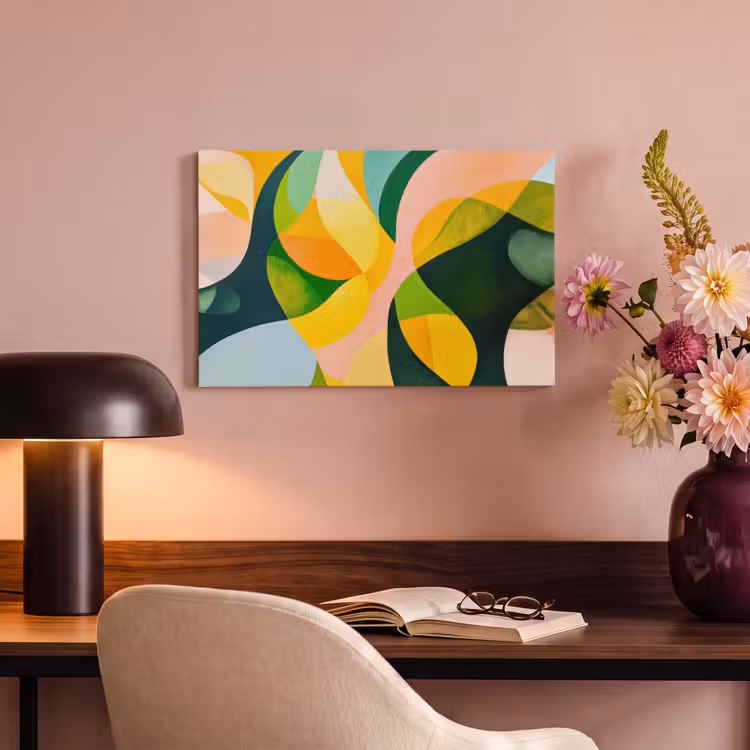 Abstract - Geel - Roze - Groen canvas 2cm klein -sfeer4