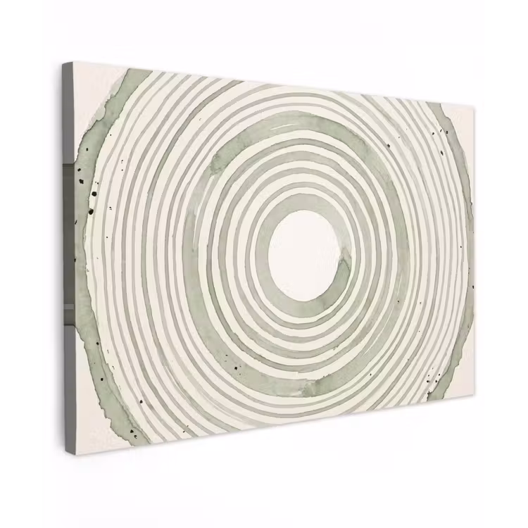 Abstractie - Cirkels - Waterverf - Groen - Modern canvas 2cm klein -z3d