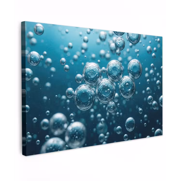 Luchtbellen - Dynamisch - Blauw canvas 2cm klein -z3d