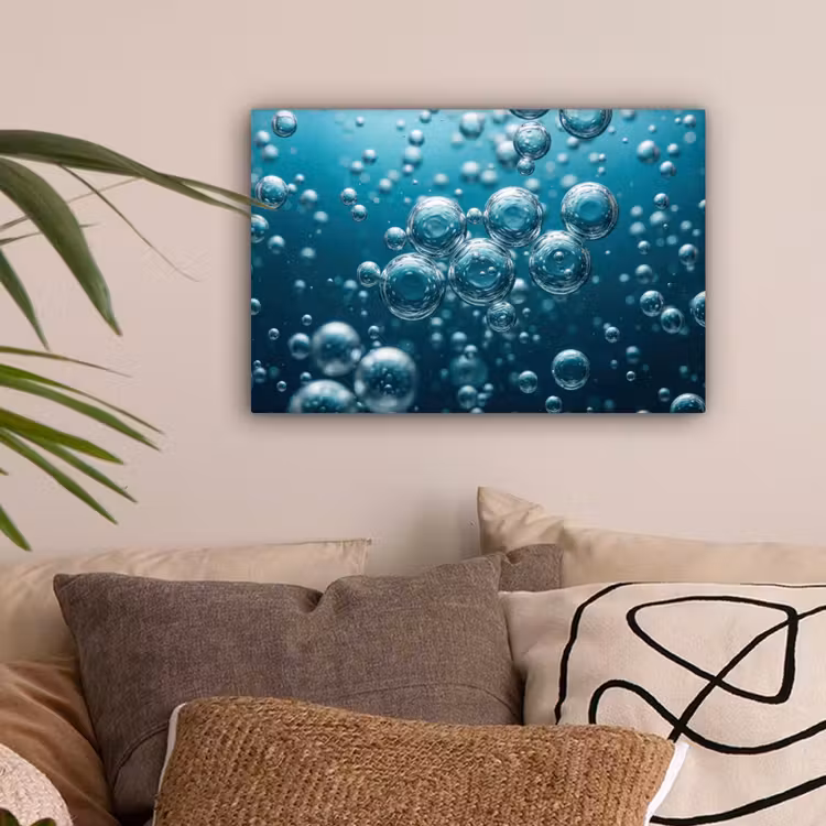 Luchtbellen - Dynamisch - Blauw canvas 2cm klein -sfeer1