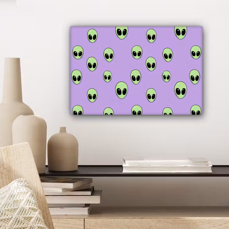 Alien - Retro - Lila canvas 2cm klein 34 -sfeer6