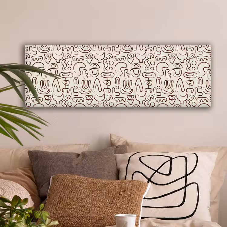 Abstract - Beige - Patroon - Donkerbruin canvas 2cm klein 828 -sfeer1
