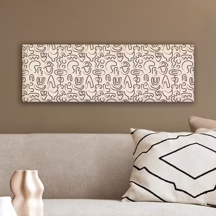 Abstract - Beige - Patroon - Donkerbruin canvas 2cm klein 828 -sfeer3