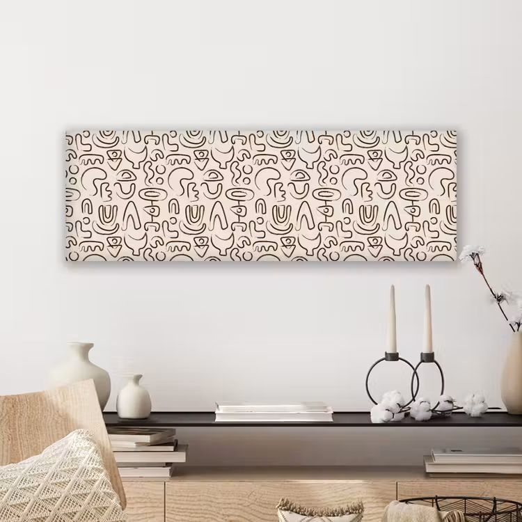 Abstract - Beige - Patroon - Donkerbruin canvas 2cm klein 828 -sfeer6