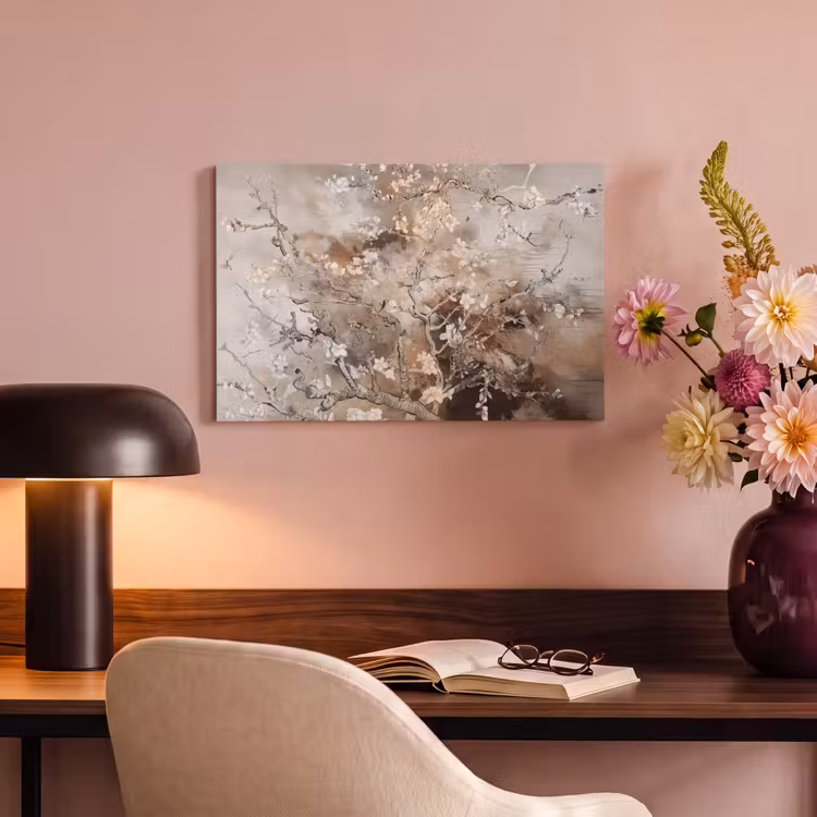 Amandelbloesem - Kunst - Van Gogh - Beige - Abstract canvas 2cm klein -sfeer4