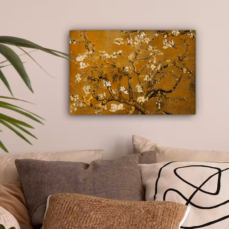 Amandelbloesem - Kunst - Van Gogh - Goud canvas 2cm klein -sfeer1