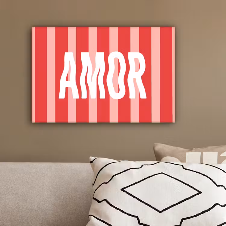 Amor - Strepen - Rood - Roze canvas 2cm klein -sfeer1