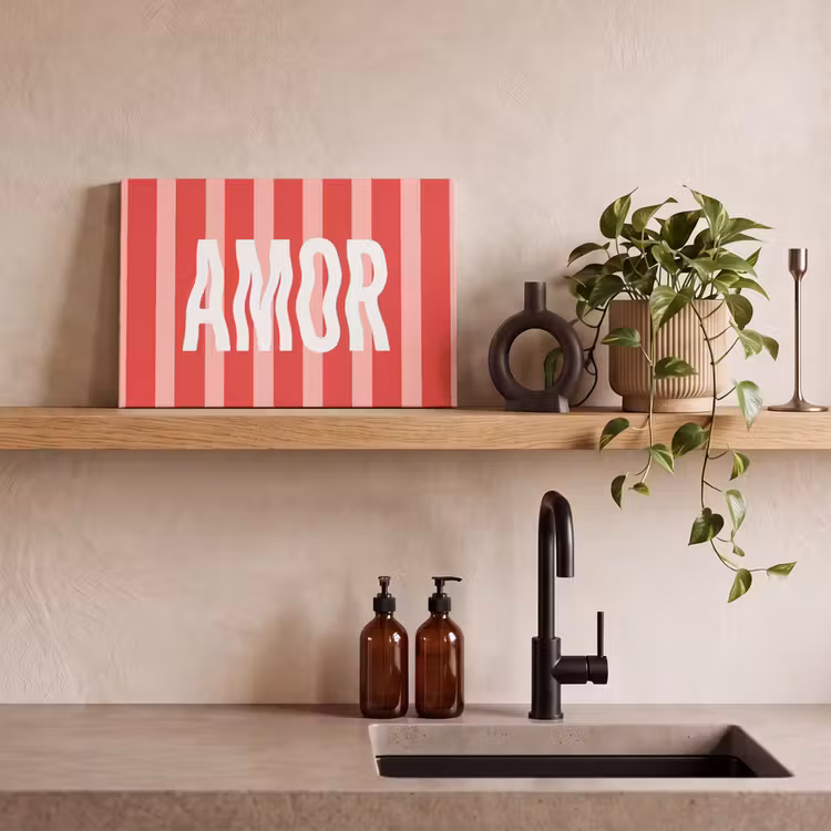 Amor - Strepen - Rood - Roze canvas 2cm klein -sfeer3