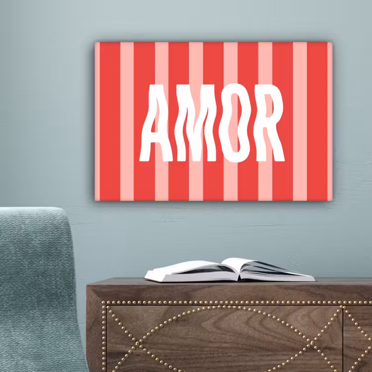 Amor - Strepen - Rood - Roze canvas 2cm klein -sfeer4
