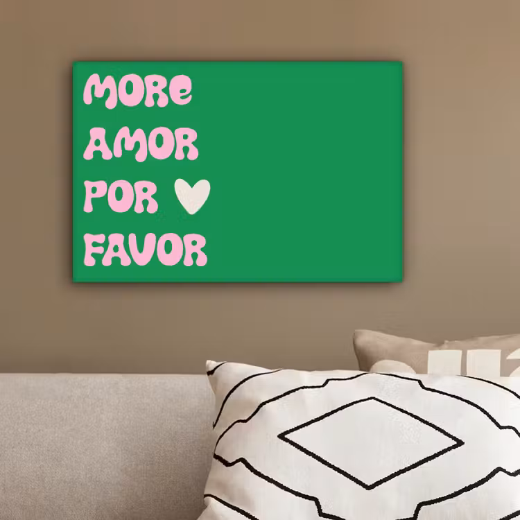Amor - Valentijn - Groen - Tekst canvas 2cm klein -sfeer3