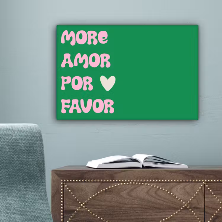 Amor - Valentijn - Groen - Tekst canvas 2cm klein -sfeer4