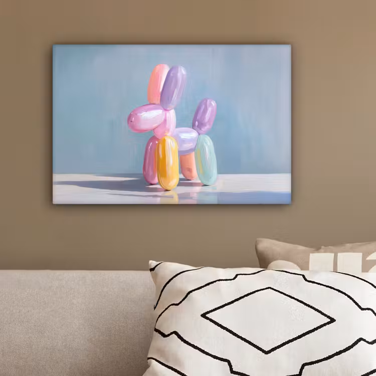 Dier - Ballon - Pasteltinten - Glanzend canvas 2cm klein -sfeer3