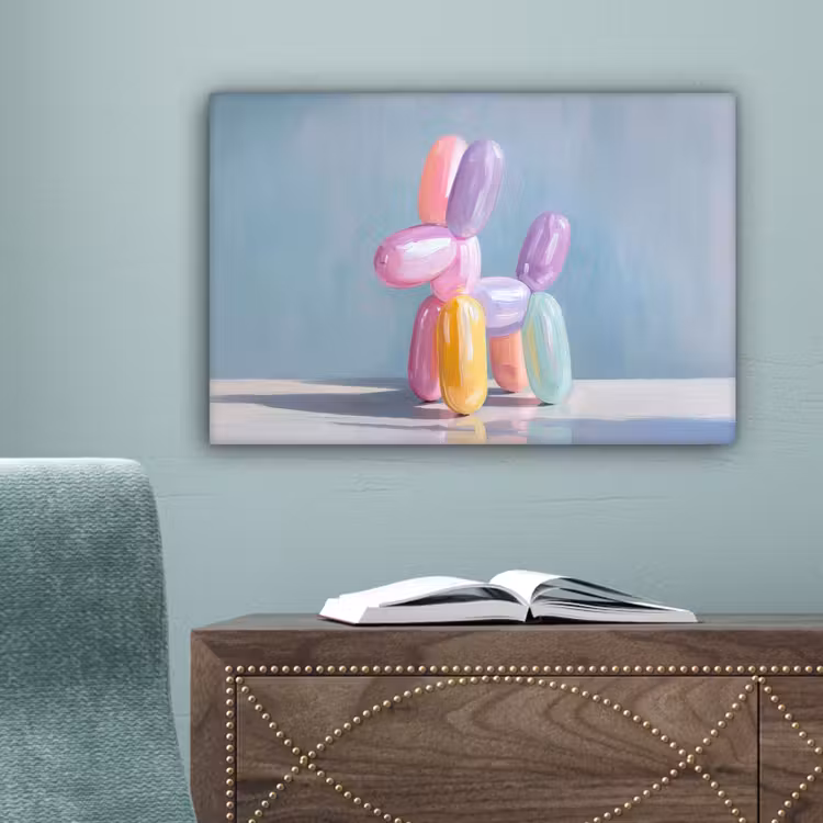 Dier - Ballon - Pasteltinten - Glanzend canvas 2cm klein -sfeer4