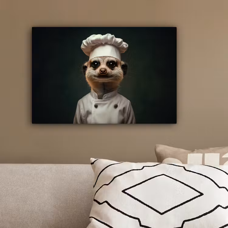 Dier - Kok - Stokstaartje canvas 2cm klein -sfeer3