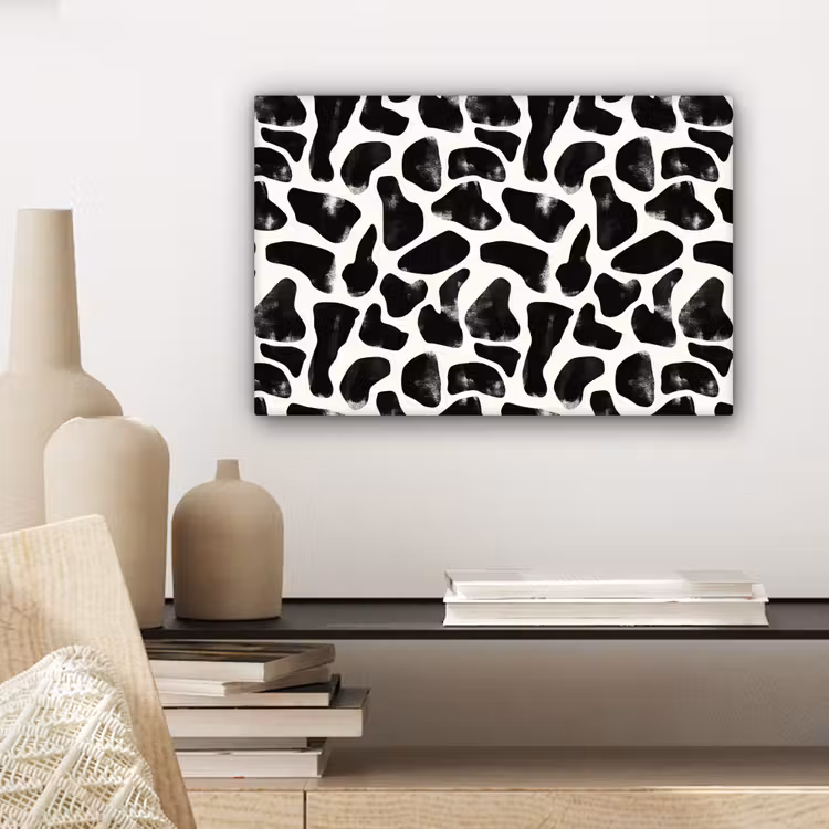 Dierenpatroon - Vlekken - Zwart - Wit canvas 2cm klein 34 -sfeer6