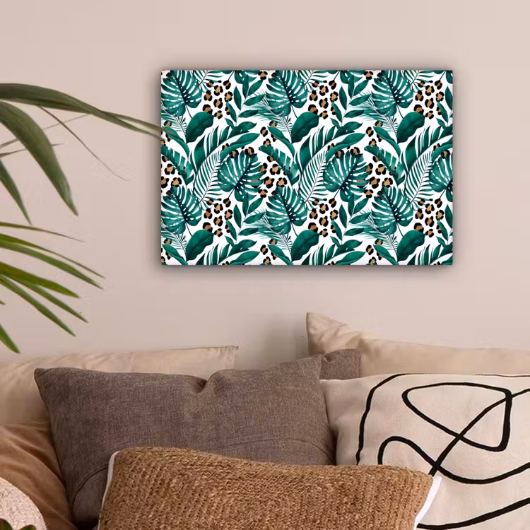 Dierenprint - Panter - Bladeren - Tropisch - Jungle canvas 2cm klein -sfeer1