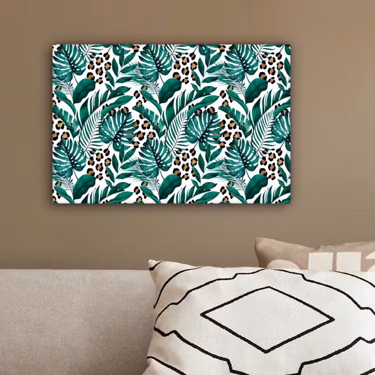 Dierenprint - Panter - Bladeren - Tropisch - Jungle canvas 2cm klein -sfeer3