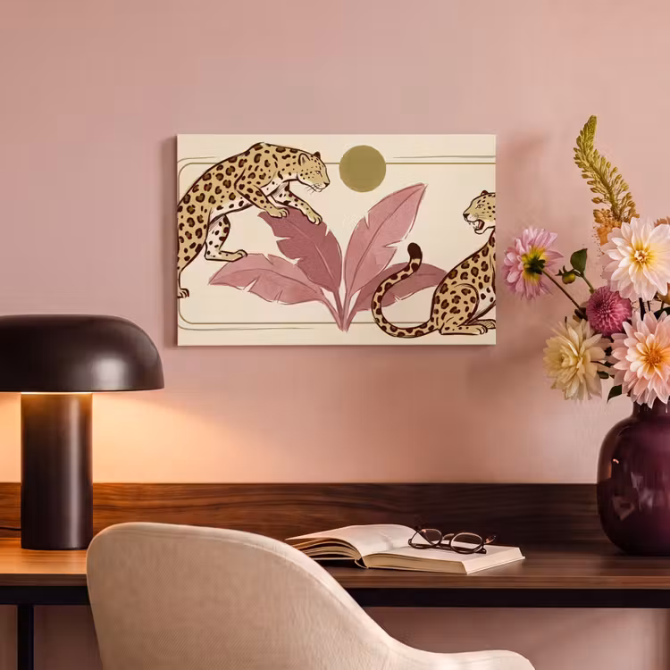 Dieren - Kat - Jungle - Illustratie - Beige canvas 2cm klein -sfeer4