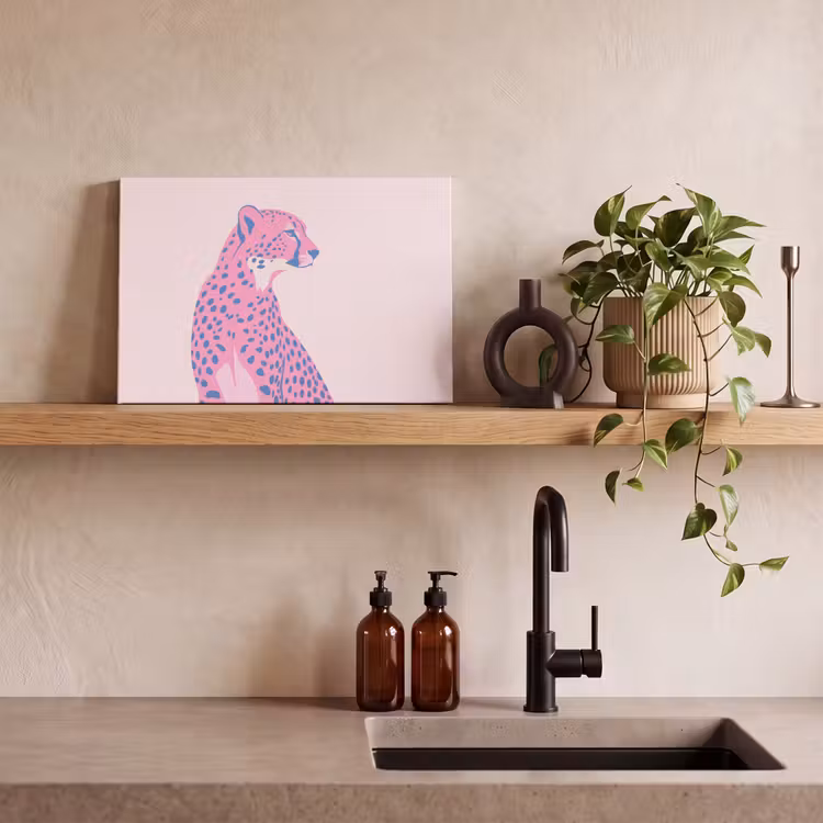 Dieren - Profiel - Abstract - Roze - Blauw canvas 2cm klein -sfeer3