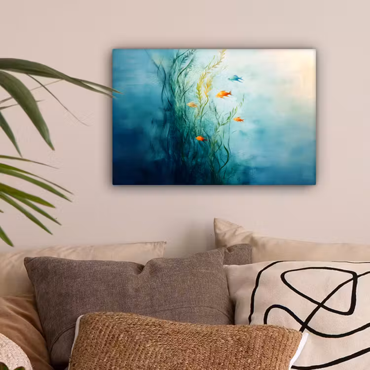 Waterplanten - Vissen - Kleurrijk - Water canvas 2cm klein -sfeer1