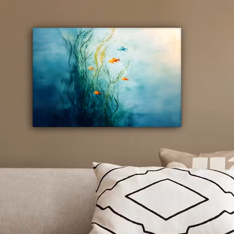 Waterplanten - Vissen - Kleurrijk - Water canvas 2cm klein -sfeer3