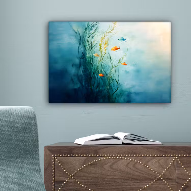 Waterplanten - Vissen - Kleurrijk - Water canvas 2cm klein -sfeer4