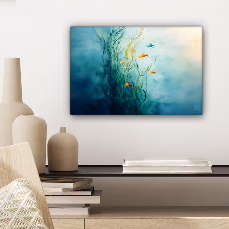Waterplanten - Vissen - Kleurrijk - Water canvas 2cm klein -sfeer6