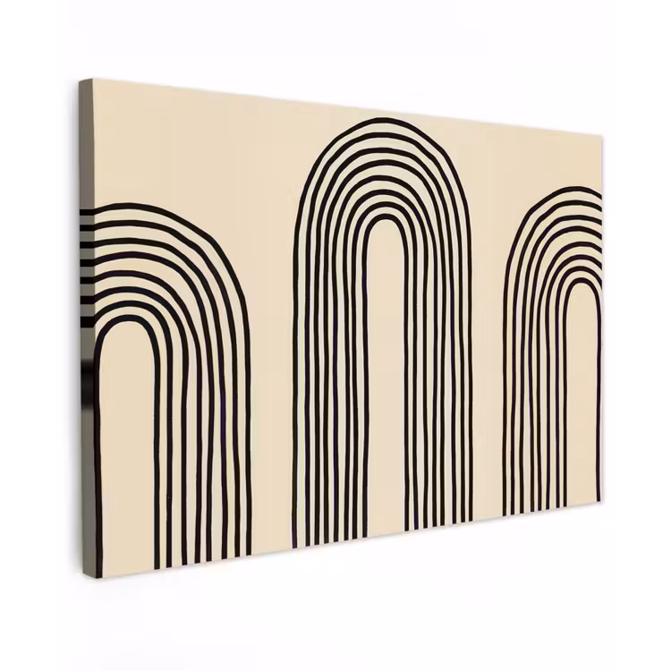 Boogvormen - Zwart - Strak canvas 2cm klein -z3d