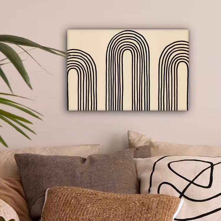 Boogvormen - Zwart - Strak canvas 2cm klein -sfeer1