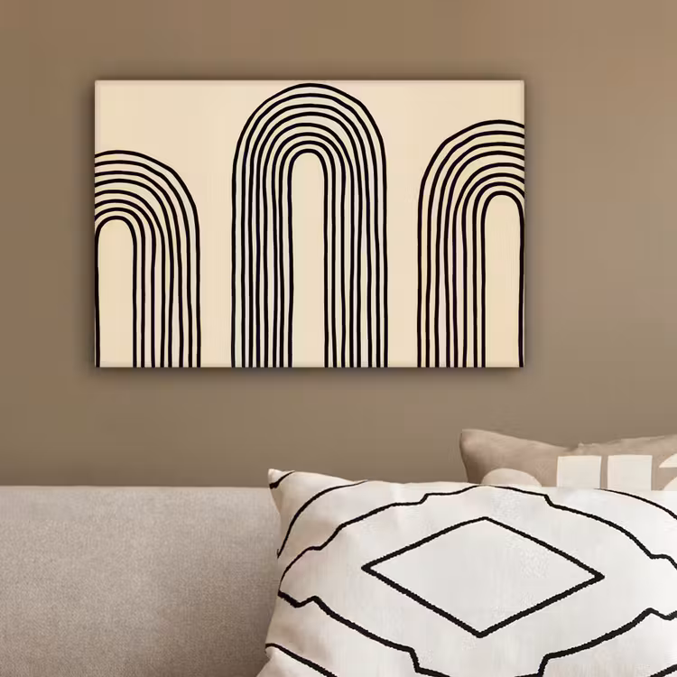 Boogvormen - Zwart - Strak canvas 2cm klein -sfeer3