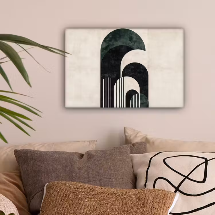 Bogen - Donkergroen - Lijnen canvas 2cm klein -sfeer1