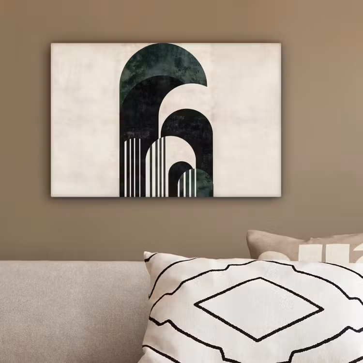 Bogen - Donkergroen - Lijnen canvas 2cm klein -sfeer3