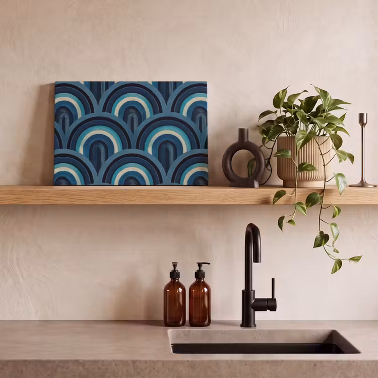 Bogen - Geometrisch - Patroon - Blauw - Retro canvas 2cm klein 34 -sfeer3