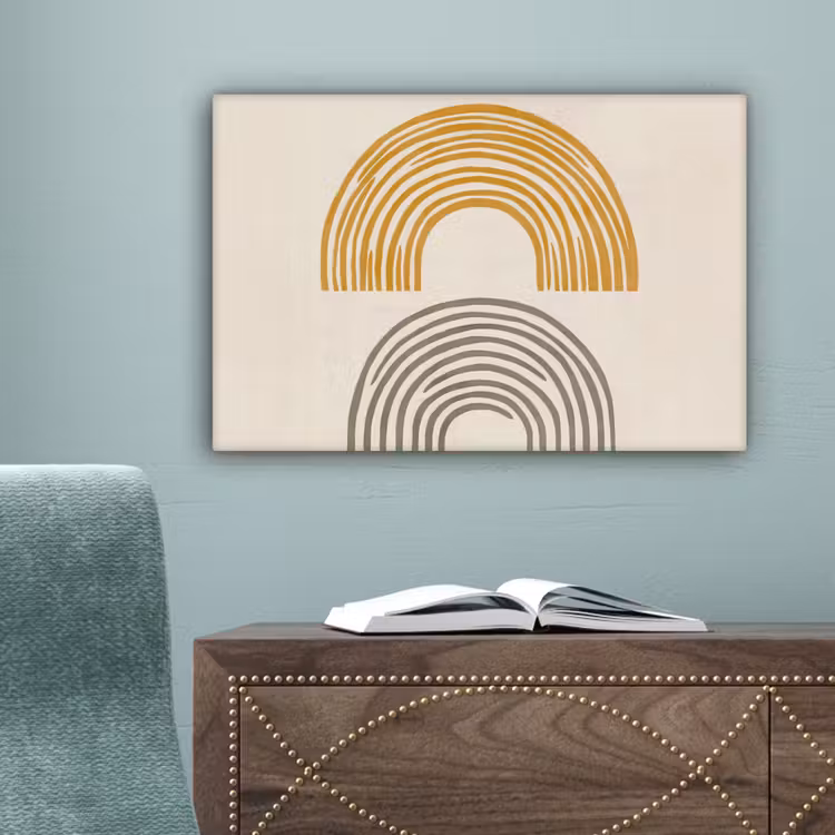 Bogen - Lijnen - Oranje - Minimalistisch canvas 2cm klein -sfeer4