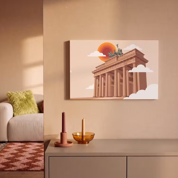 Architectuur - Brandenburg - Berlijn - Zonsondergang - Historisch canvas 2cm klein -sfeer1