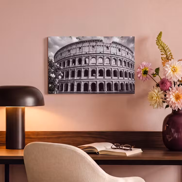 Architectuur - Colosseum - Rome - Historisch - Zwart-wit canvas 2cm klein -sfeer4