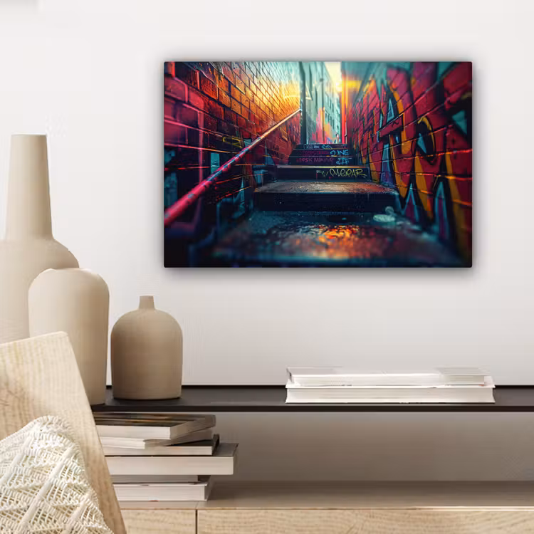 Architectuur - Neon - Trap - Graffiti canvas 2cm klein -sfeer6