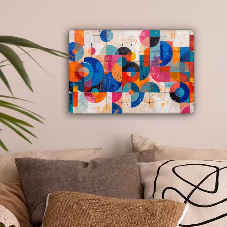 Kunst - Geometrisch - Abstract - Kleurrijk canvas 2cm klein -sfeer1