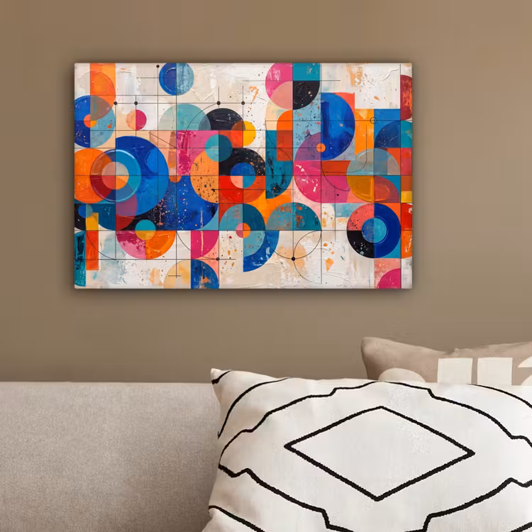 Kunst - Geometrisch - Abstract - Kleurrijk canvas 2cm klein -sfeer3
